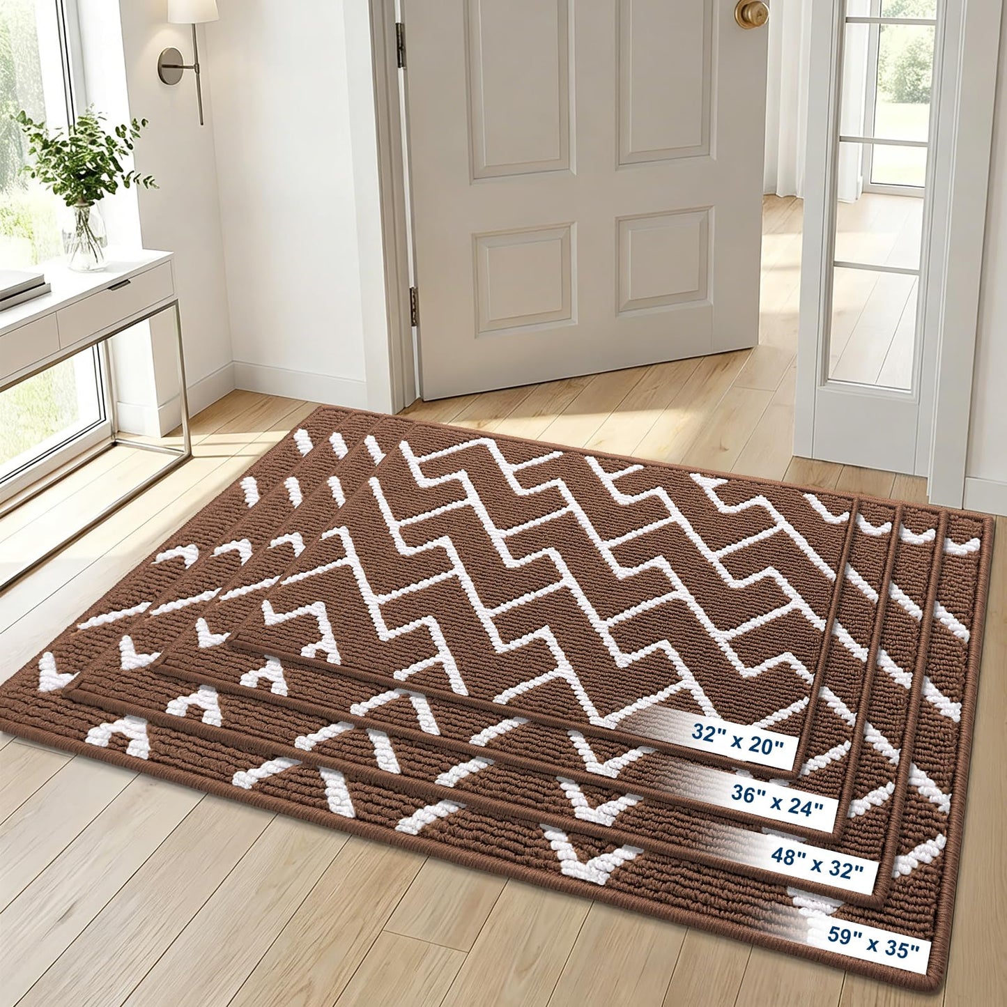 OLANLY Front Door Mat, Non-Slip Rubber Backing, Dirt Resistant and Absorbent, Washable, Easy to Clean Low-Profile Indoor Doormat for Back Door, Entryway, Inside Entrance, 48x32, Coffee