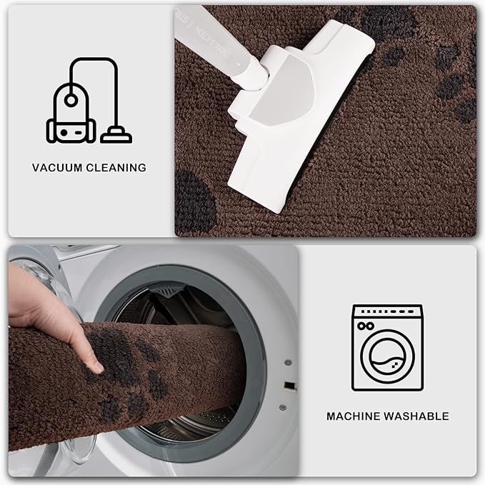 PURRUGS Dirt Trapping Door Mat 32" x 47", Non-Skid/Slip Machine Washable Microfiber Entrance Rug, Shoes Scraper, Dog Doormat, Super Absorbent Floor Mat for Muddy Wet Shoes and Paws, Brown