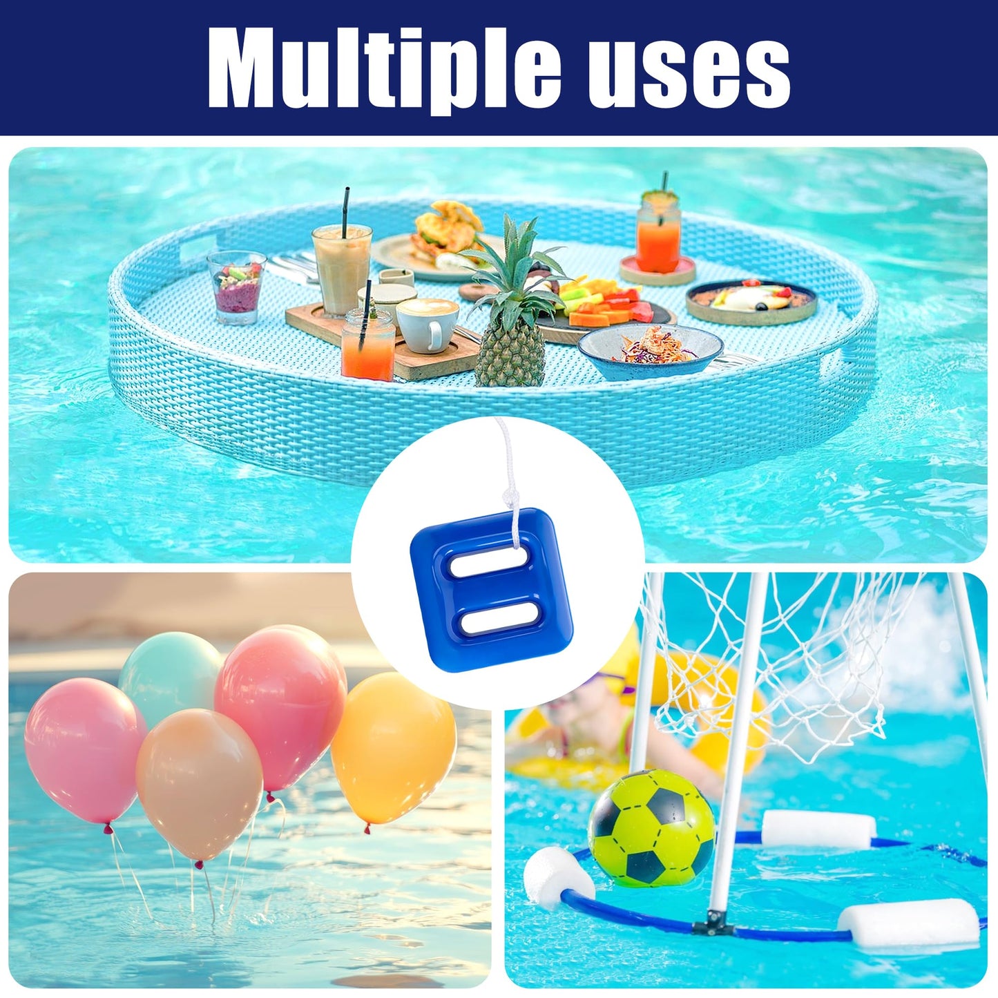 DECOHS 2 Pack 200g Pool Float Anchor Replacement Set, Pool Fountain Float Weight with String, Pools Weight Floating Anchor for Lake Floats Fountains Swimming Areas