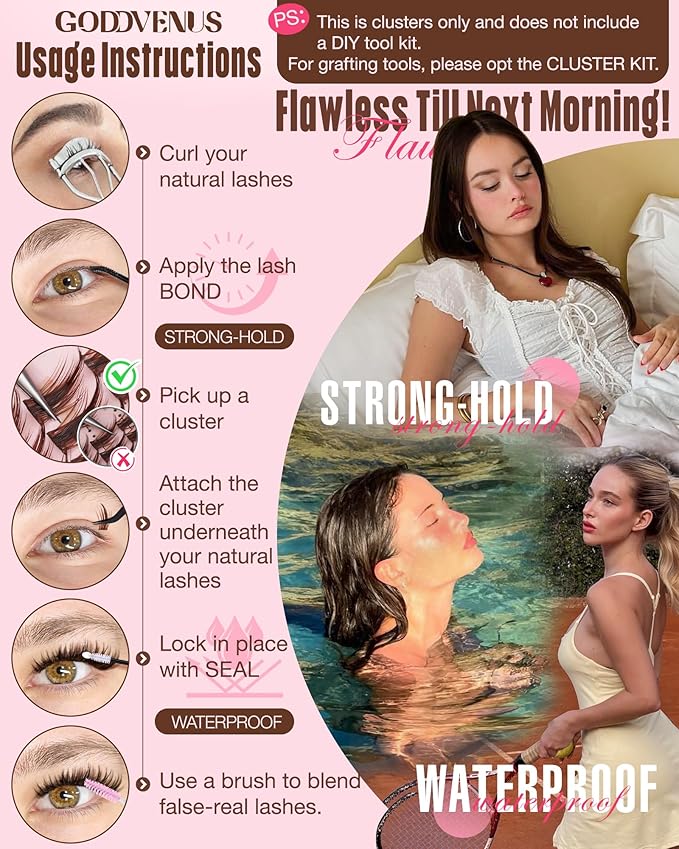 Goddvenus Brown Wispy Lash Clusters Manga Eyelashes Clusters Natural Cluster Eyelash Extensions Fairy DIY Lash Extension Anime C Curl Waterproof Individual Eye Lashes