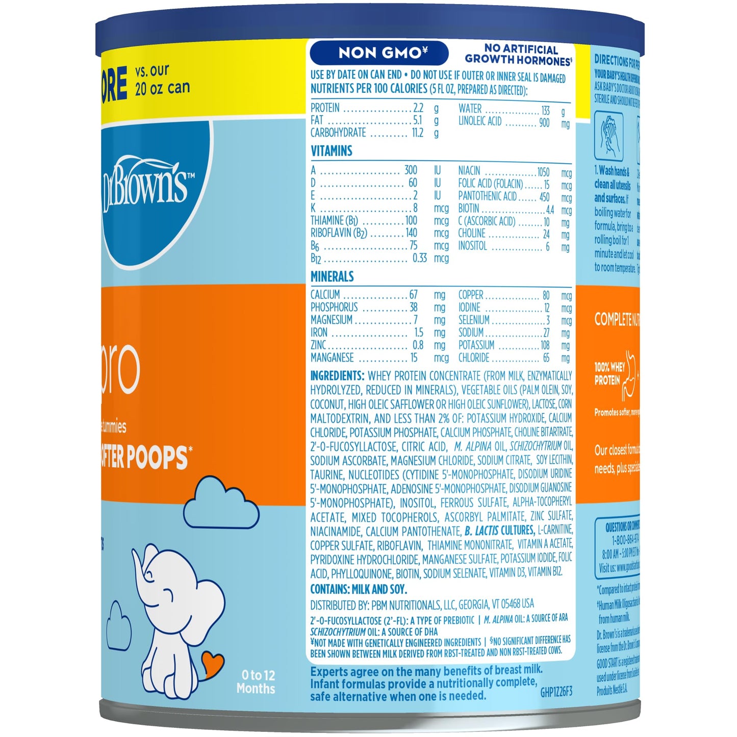 Good Start | Dr. Brown’s Gentle Pro, Baby Formula Powder for Sensitive Tummies, Easy Digestion & Softer Poops, Formula with Probiotics, DHA, Allergen Lactose, Milk, Soy,Tree Nuts,Non-GMO,32 OZ, 1 Pack