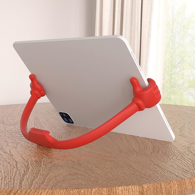 Honsky Adjustable Tablet Stand, Portable Phone Holder for Desk Bed - Multi-Angle Drawing Stand Compatible with All Tablets (Red)