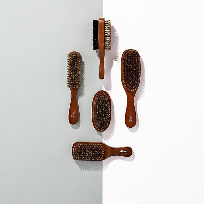 Diane Premium 100% Boar Bristle 2-Sided Club Brush for Men, Medium Firm Bristles for Thick, Curly or Coarse Hair, Mens Brush for Detangling, Smoothing, Wave Styles, Soft on Scalp, Restores Shine