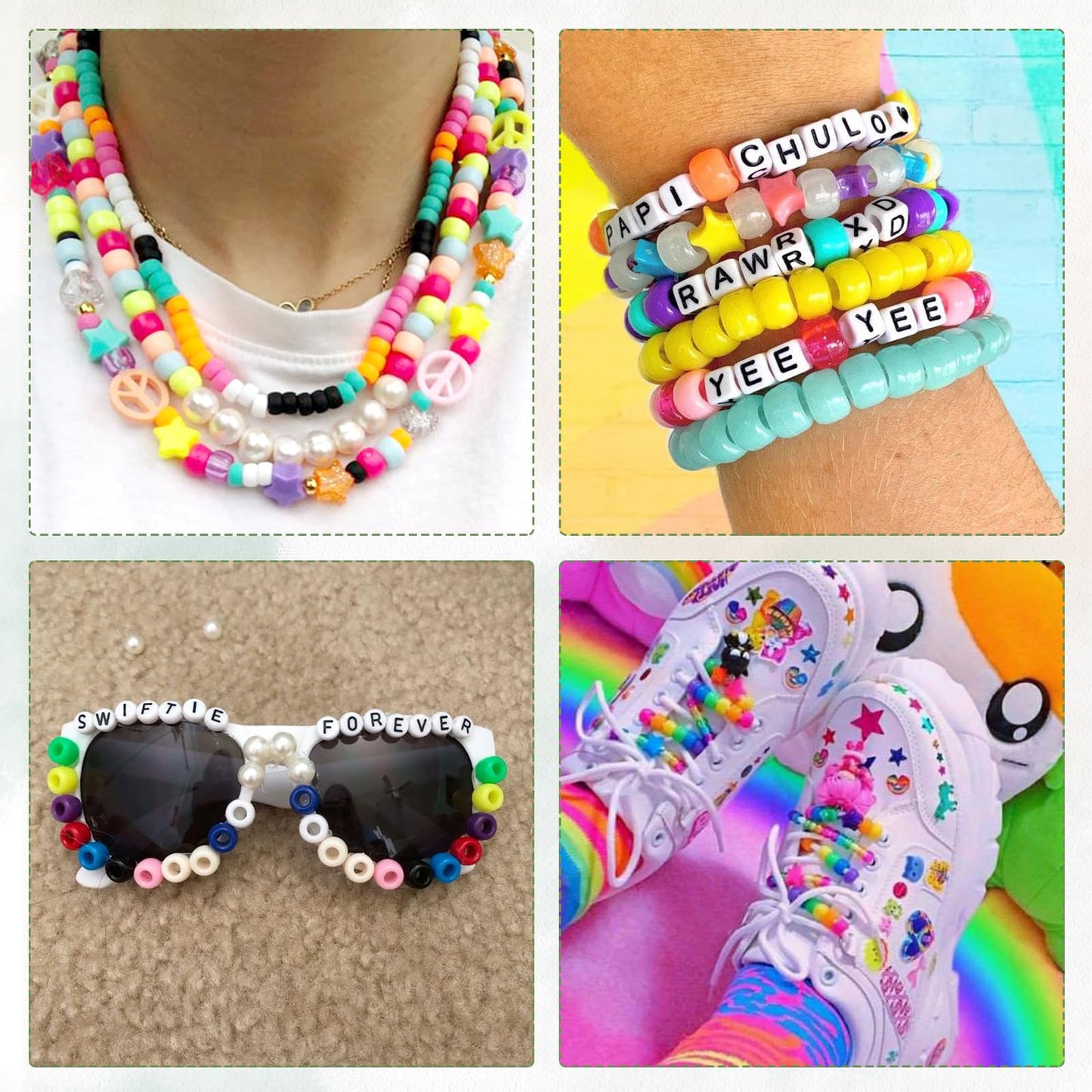 QUEFE 72 Colors Pony Beads for Bracelets Making Kit, 4700pcs Rainbow Kandi Bead, 9mm Pony Beads and Letter Beads, Alphabet Beads for Bracelets Jewelry Making with Elastic Threads