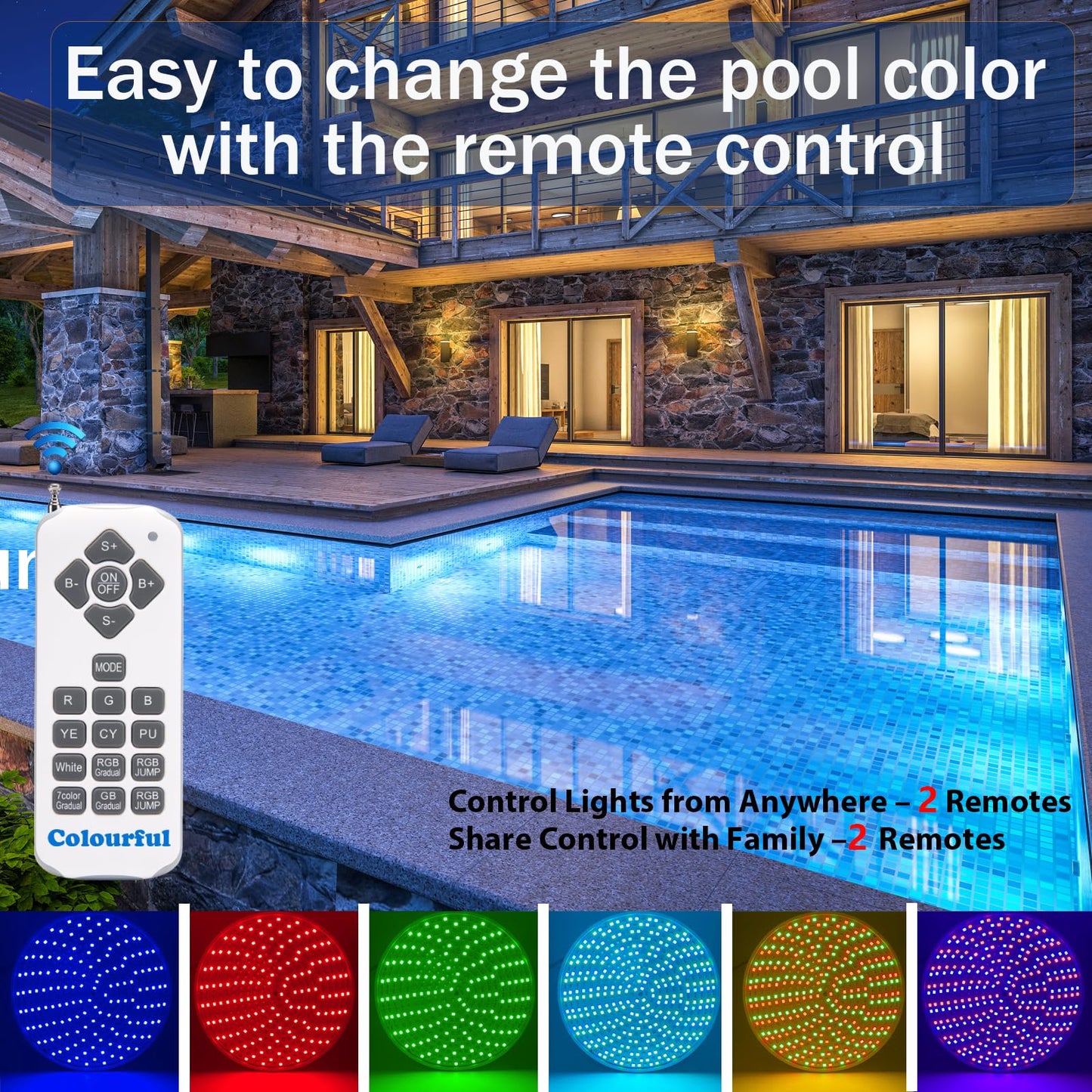 Cynlink 12V 50W LED Color Changing Pool Lights for Inground Pool, Swimming Pool Light Bulb with Remote, E26 Replacement Underwater Pool Lighting for Pentair and Hayward Light Fixtures, 1 Pack