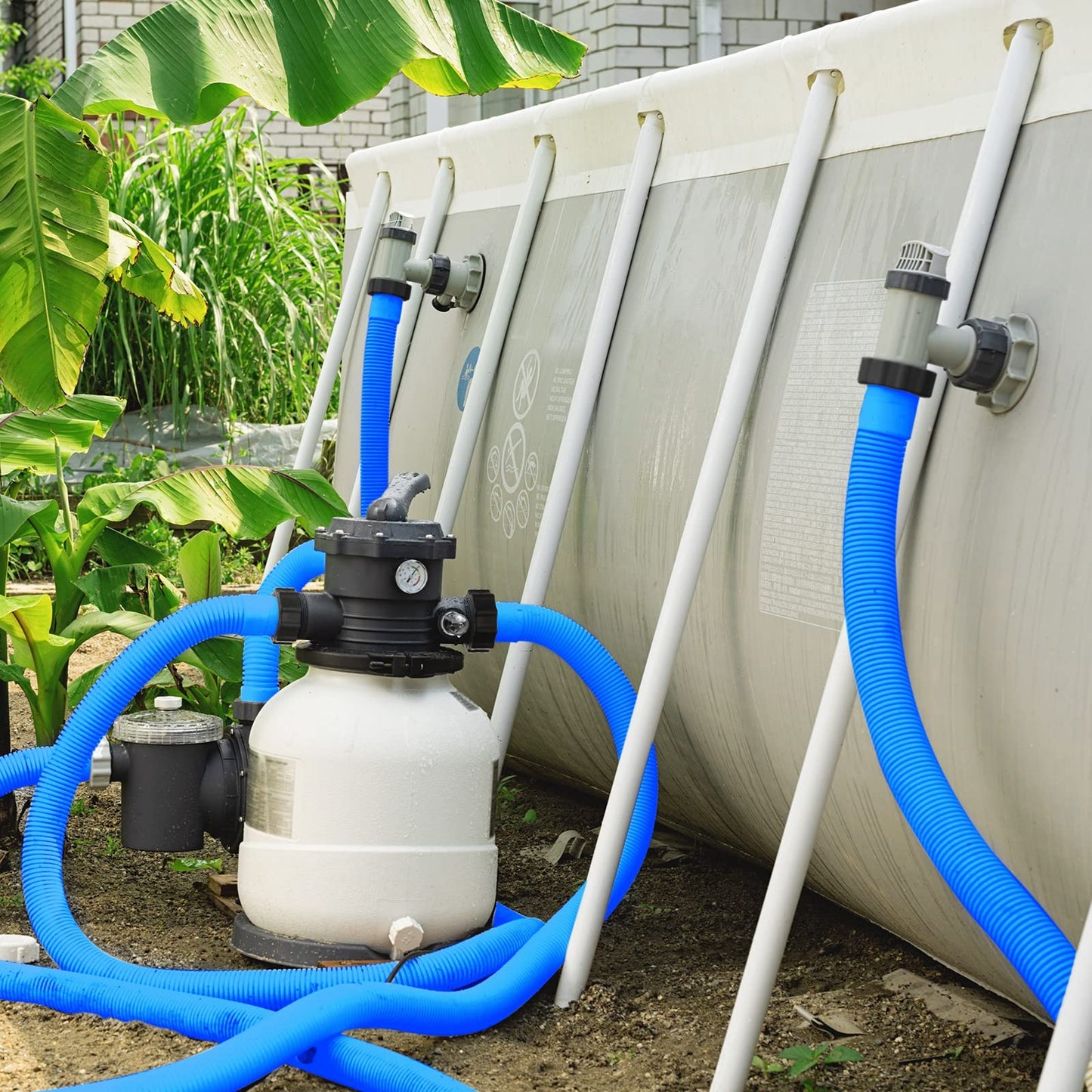 eBoot 2 Pcs 29060e Above Ground Pool Hoses 1.5" Diameter 59" Long Swimming Pool Pump Hose Replacement for Filter Pump, Saltwater System, Sand Filters Accessories(Blue)