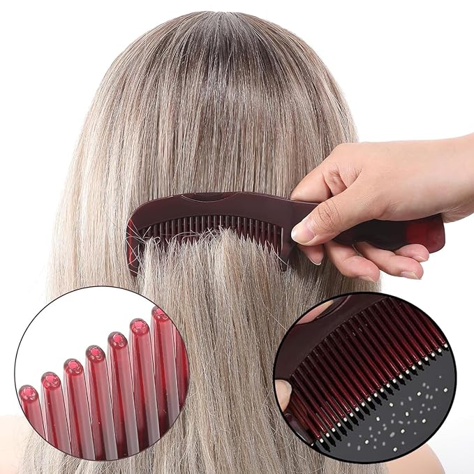Dandruff Comb, Hollow Tooth Button Comb, Detoxing Comb Energy Massage Comb, Scalp Psoriasis Comb Dandruff Removal Comb, Lice Comb Multifunctional Hairbrush (Red 1PC)