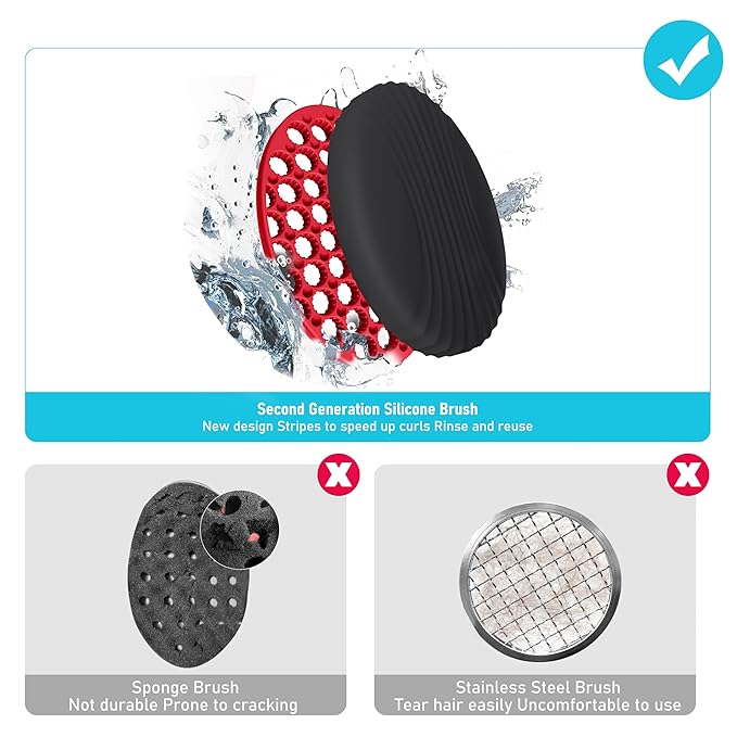 PARAO-Silicone Curling Brush,Magic Wave Afro Comb,Two Sides InterchangeTwist Tool,Hair Curler Brush For Men Women Boy Girl,2-Piece Setï¼ÂRedï¼Â