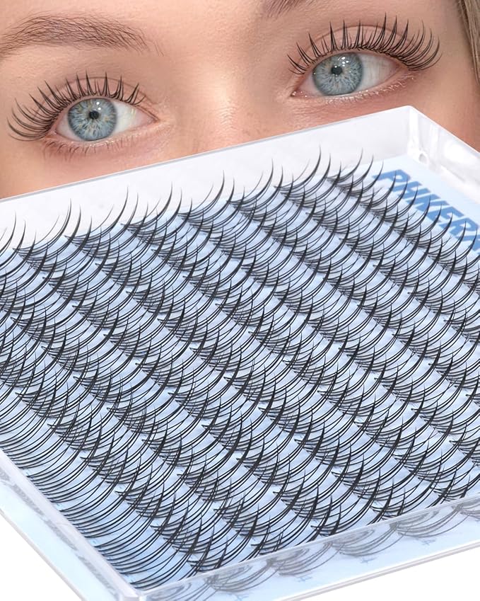 PHKERATA Natural Lash Clusters Manga Eyelash Clusters, Wispy C Curl Clusters Eyelash Extensions Invisible Clear Band, Korean Lashes Look DIY Lash Extensions, Fairy Pestañas Postizas Naturales