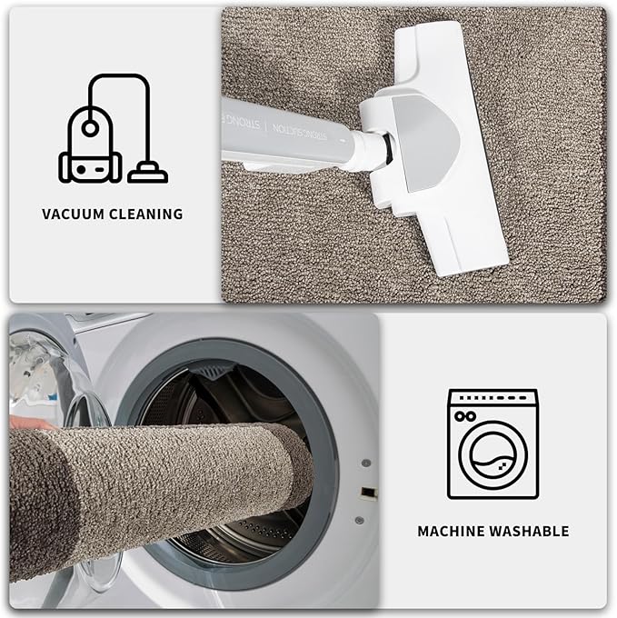 PURRUGS Dirt Trapping Door Mat 32" x 84", Non-Slip Washable Entry Mat, Dog Doormat, Front Door Mat, Super Absorbent Entrance Mat for Muddy Shoes & Paws, Beige & Grayish Brown