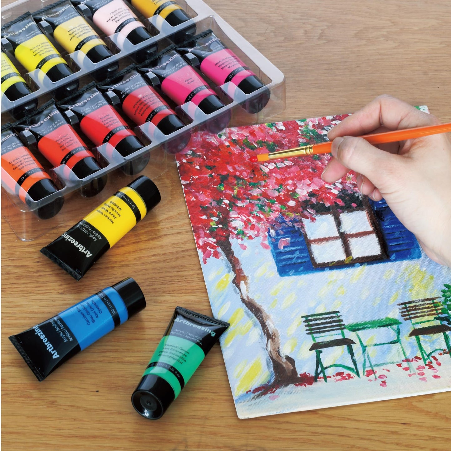 Artbreezing Acrylic Paint Set,48 Colors 0.74 oz/22ml Tubes,Highly Pigment Art Paints for Canvas,Wood,Fabric,Paper, Giftable Choice for Artists,Beginner to Pro (48 Colors)