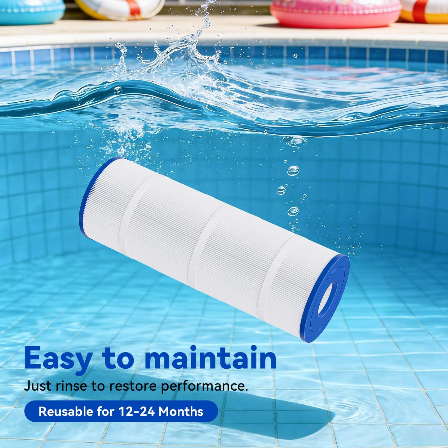 Hiioors CCP320 Pool Filter Cartridges 4 Pack, Compatible with Pentair Clean & Clear Plus 320, Replace Pentair R173573, Pleatco PCC80-PAK4, 160340, 320 sq.ft, Heavy Duty 5 oz+ Trilobal Fabric