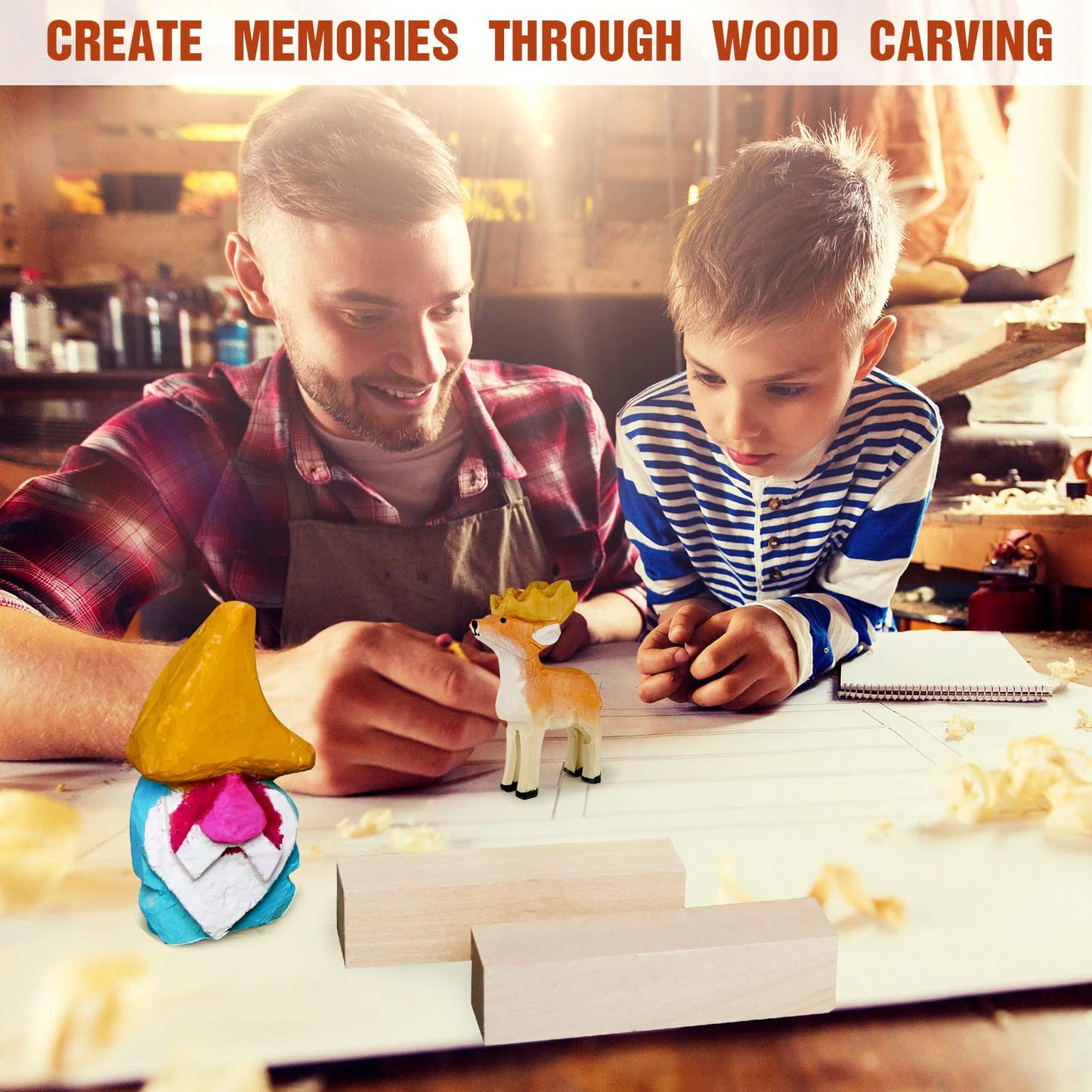 Basswood Carving Blocks, 20PCS Whittling Wood Blocks Kit with 2 Different Sizes, Bass Wood for Carving Easy to Use, for Kids and Adults