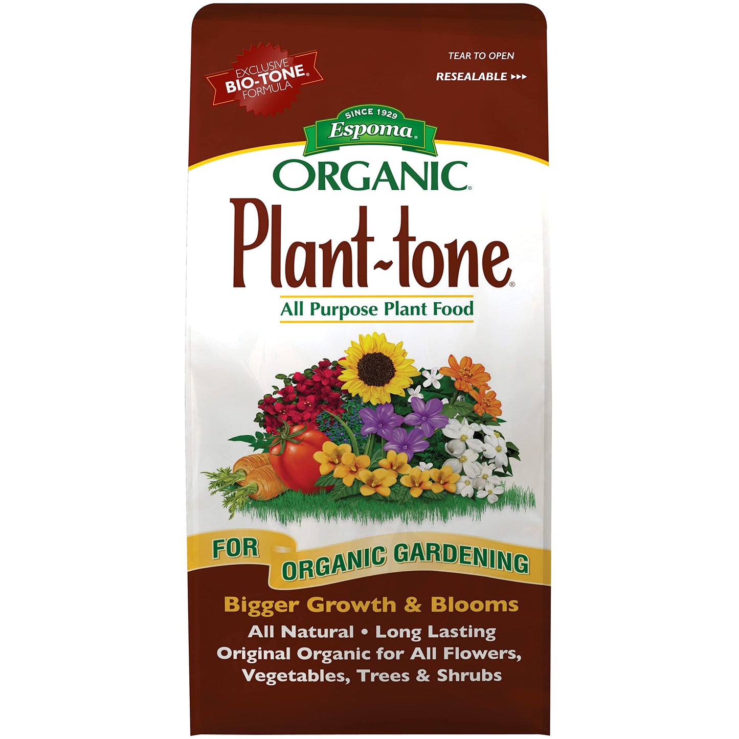 Espoma Organic Plant-Tone 5-3-3 Natural & Organic All Purpose Plant Food; 4 lb. Bag; The Original Organic Fertilizer for All Flowers, Vegetables, Trees, and Shrubs.