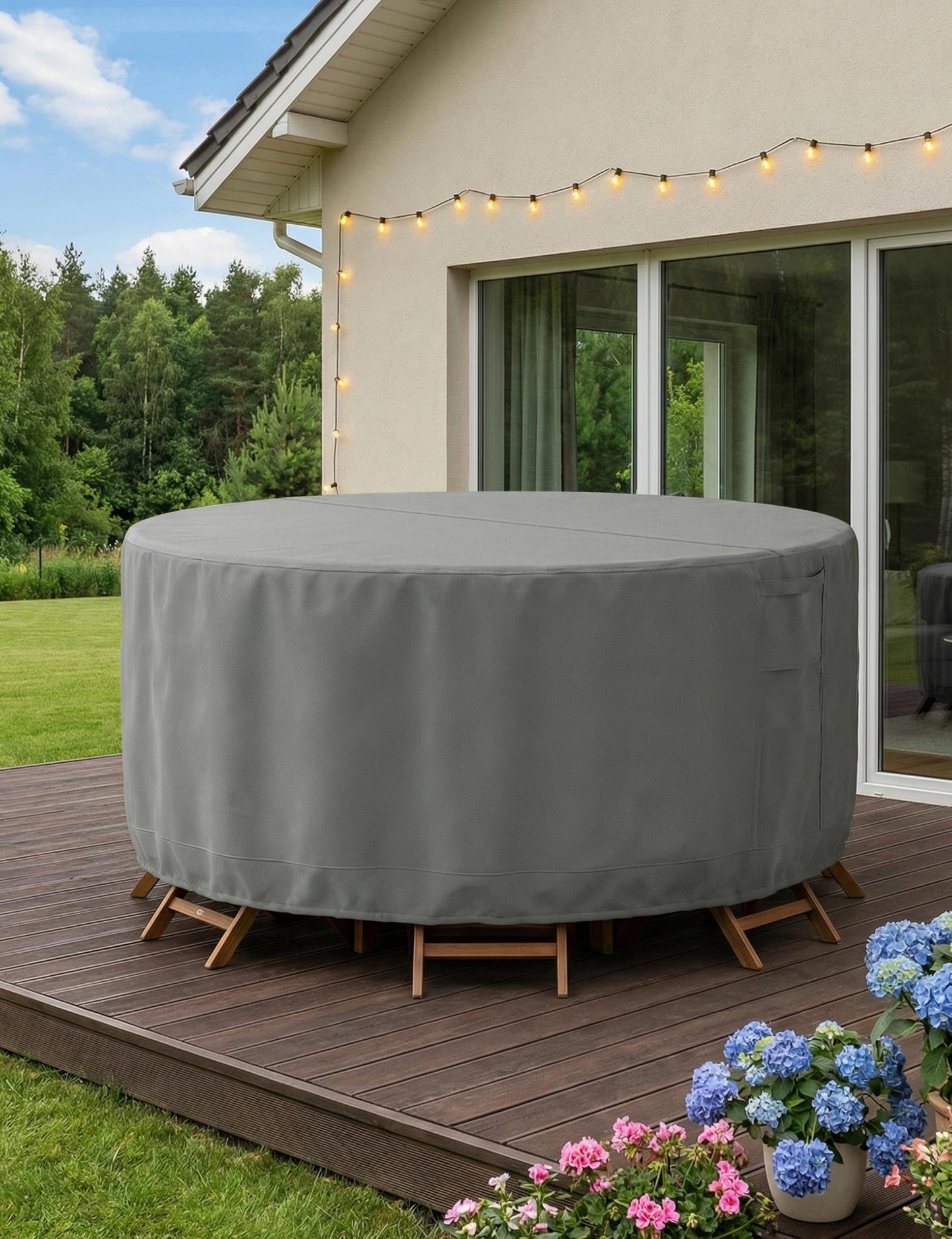 Patio Furniture Covers Waterproof, Outdoor Furniture Covers Waterproof Windproof with Padded Handles, Heavy Duty 600D Oxford Outdoor Table Chair Set Cover
