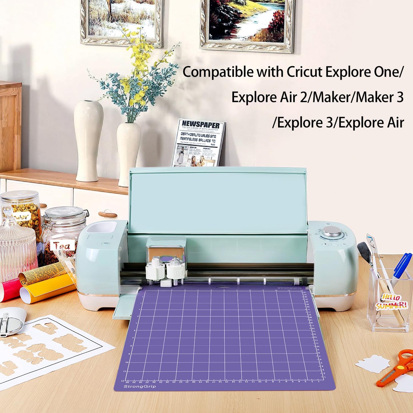 Gwybkq Cutting Mat, Compatible with Cricut Explore Air 2/Maker 6 Pack Strong 12x12 Purple Adhesive Sticky Non-Slip Cut Mats for Silhouette Cameo 4/3/2/1 Replacement Accessories for Crafts