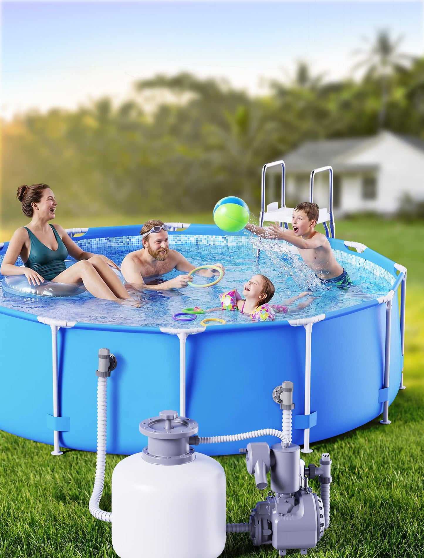 POOLHOUR Above Ground Pool Inlet & Return Replacement Kit with Plunger Valve, 1.5" Outlet Strainer Connector & Jet Nozzle & Strainer Grid, Compatible with I*tex/Col*m*n Pool Parts & Sand Pumps