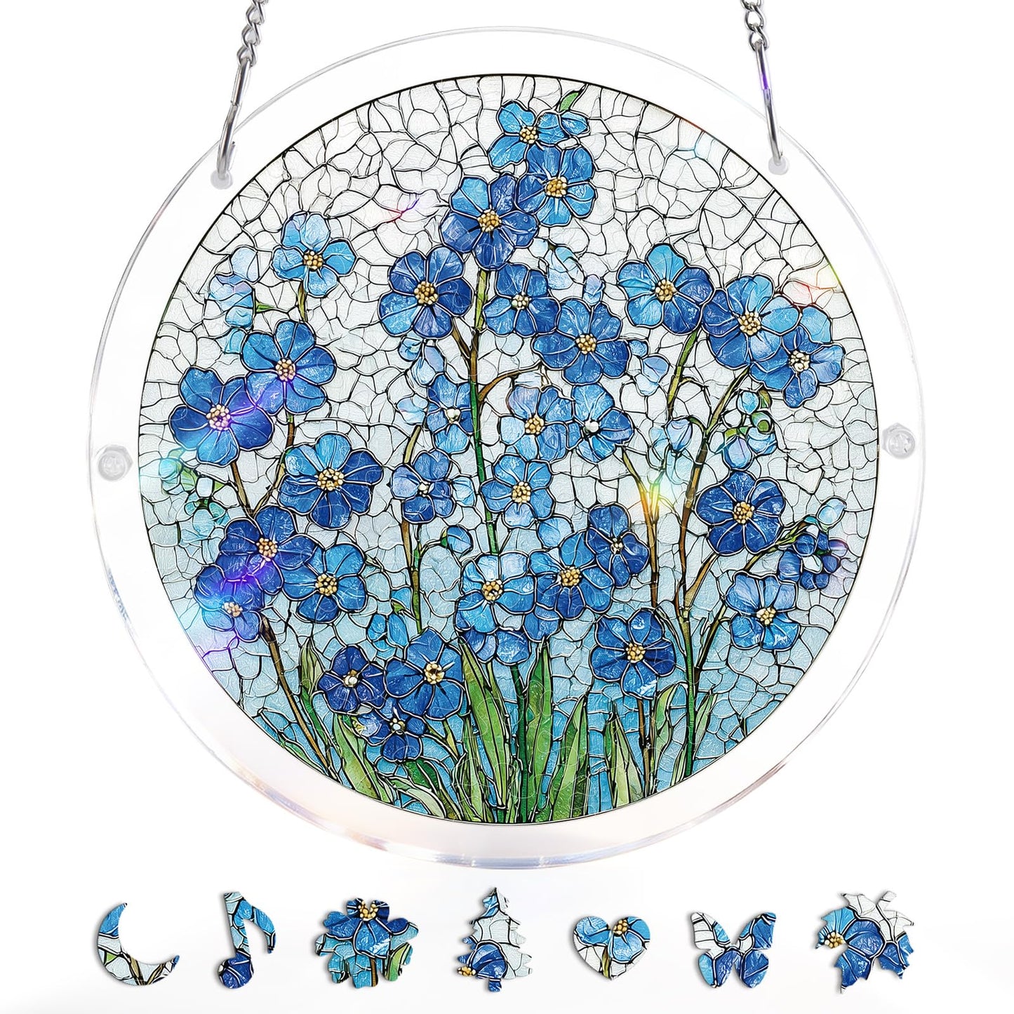Acrylic Puzzle Suncatcher, Azure Bloom Whisper Sun Catchers Puzzle, DIY SunCatchers Puzzles Window Hanging, Home & Garden Decor, 8.9 in