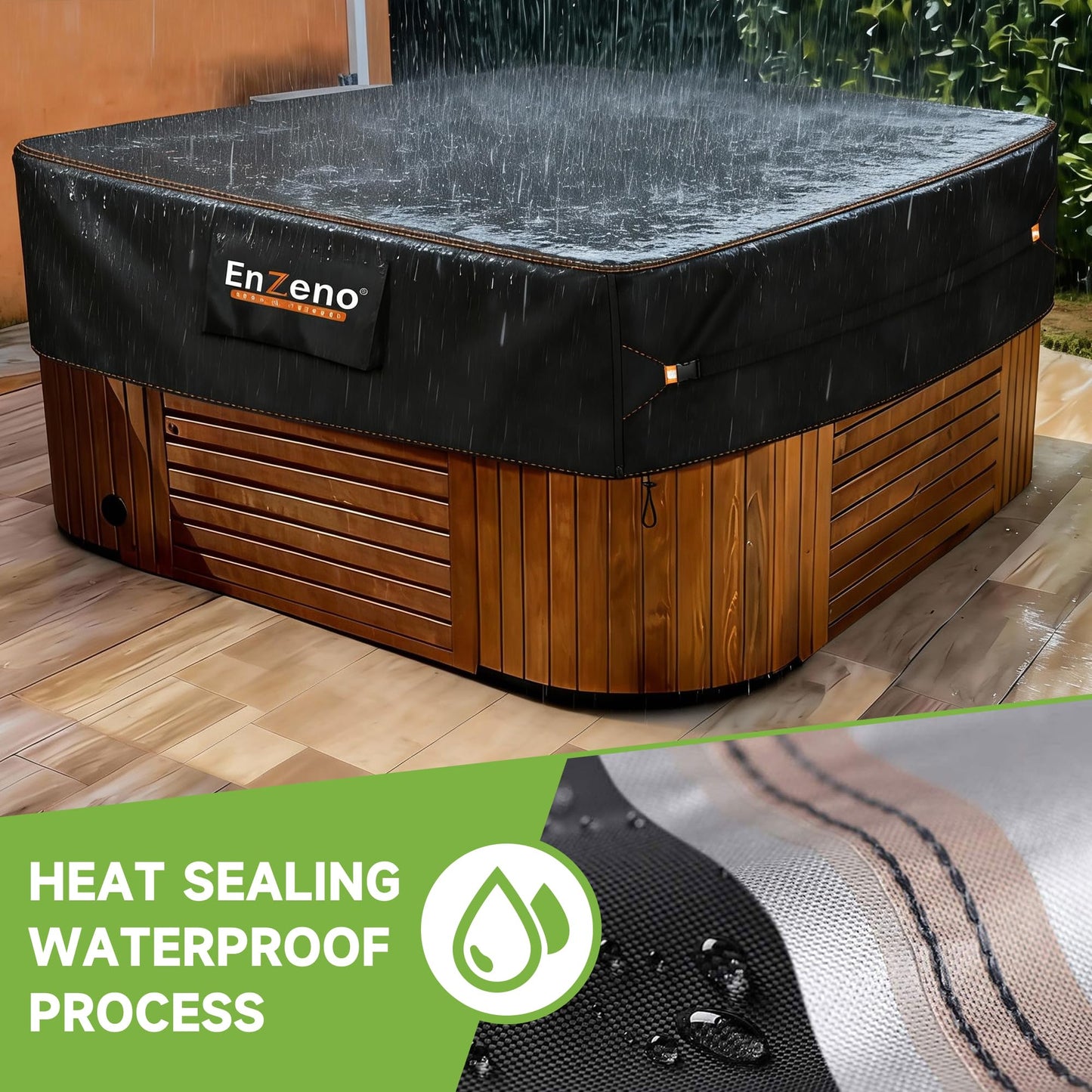 Enzeno Outdoor SPA Hot Tub Cover Waterproof Square 86 x 86 inch fit 84 x 84 or 83 x 83 or 82 x 82 or 7 ft x 7 ft 420D Heavy Duty Cub Hot Tub Lid Protectors Protective Cover Cap