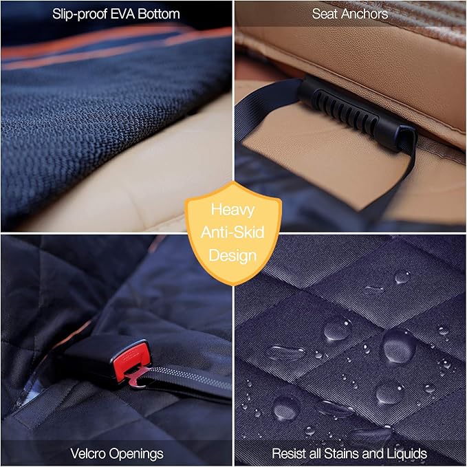 iBuddy Dog Car Seat Cover for Back Seat Waterproof Dog Car Hammock Protects Your Vehicle from Scratches, Hair, and Dirt Easy to Install & Clean Oxford Machine Washable Universal Fit Pet Seat Cover