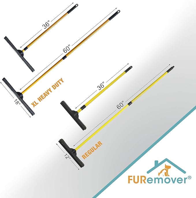 FURemover Pet Hair Rubber Broom 2-Piece Set containing Original and PRO Furemover Brooms for Carpet, Tile and Hardwood