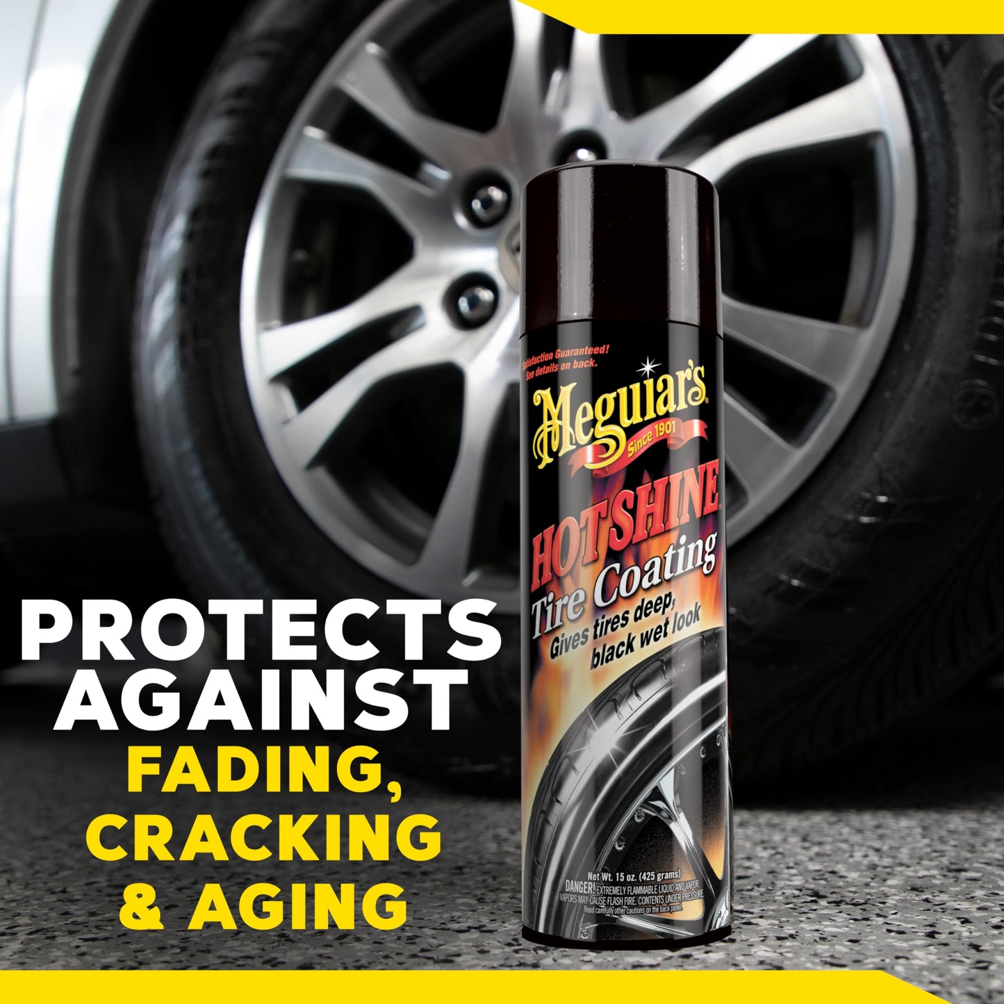 Meguiar's Hot Shine High Gloss Tire Coating - Get Long-Lasting Tire Protection and Glossy Tires with a Wet Look Shine, 3 Pack of 15 Oz Aerosol Cans