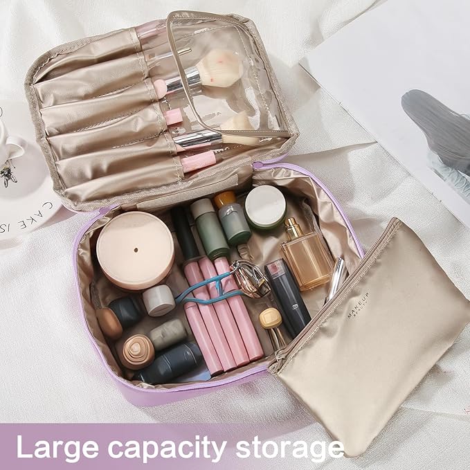 Travel Makeup Bag Cosmetic Bag Makeup Bag Toiletry bag for women and men (Purple)
