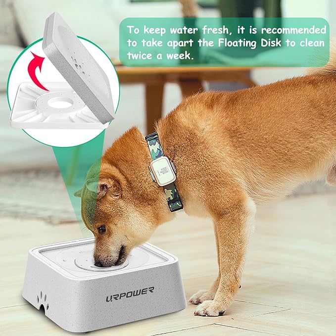 URPOWER 2.5L Dog Water Bowl 85oz Large Capacity No Spill Dog Bowl Cat Water Bowl with Eco-Friendly Material Slow Water Feeder Pet Water Dispenser Vehicle Carried Travel Water Bowl for Dogs, Cats &Pets
