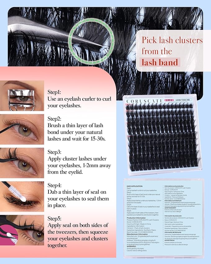 CORUSCATE Wispy Lash Clusters with Spikes Lashes Clusters Manga Cluster Eyelash Extensions Fairy Eyelash Cluster Anime Lash Extension Mink Strip Lashes Spikes Salon Finish Eyelashes Individual