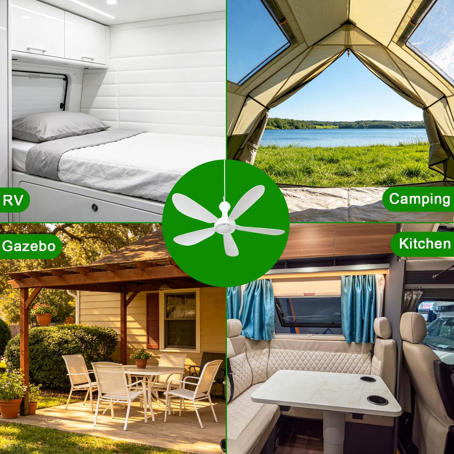 ISTRUESDA 28" Inch Ceiling Fan AC 110V Gazebo Fans Plug in Ceiling Fan Hanging Fan for Tent Bedroom Porch Small Room RV Garage Dorm