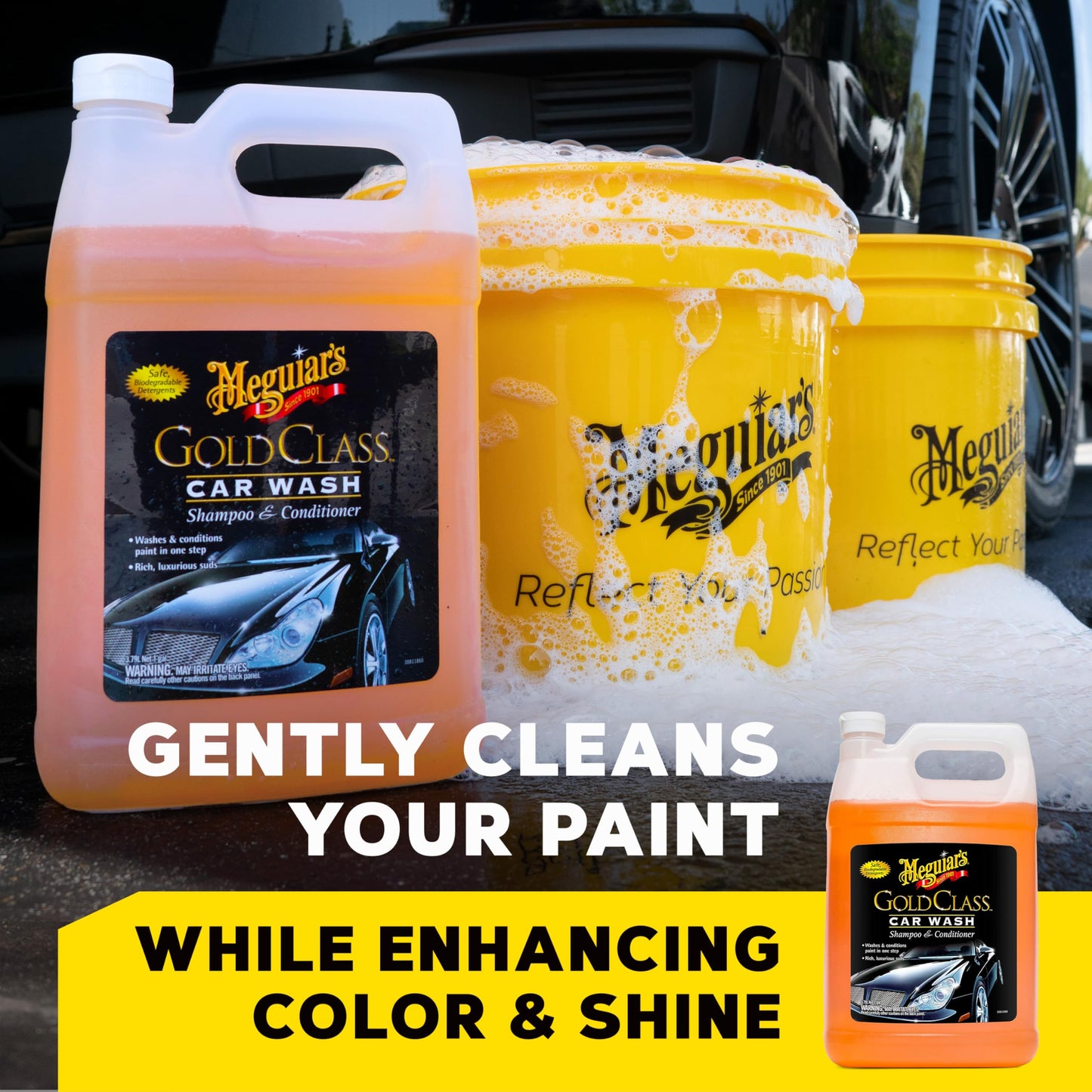Meguiar's Gold Class Car Wash – Premium Foaming Car Wash Soap, High Gloss Finish, Safe for Clear Coats, Deep Cleans without Removing Waxes, Car Detailing Supplies for Cars, Trucks & SUVs – 1 Gal