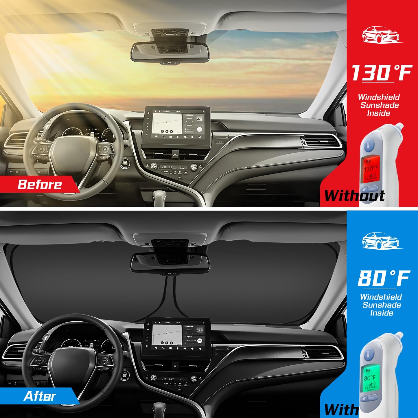 ARISMOTOR Windshield Sun Shade for Volkswagen Tiguan 2018-2025, Custom Fit Foldable Front Window Sunshade Sun Visor Protector, Block UV Rays Keep Your Car Cooler