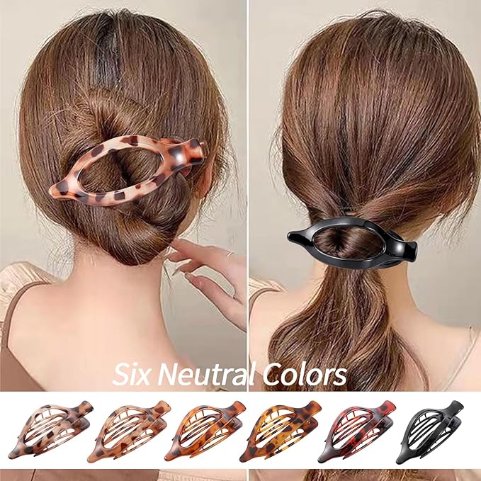 6 Packs Flat Claw Clips for Women, French Tortoise Shell Flat Hair Clip, Matte Hair Claws Clip for Thin Thick Hair, Lay Down Claws Clips, Durable Strong Hold Hair Clip, Valentine's Day Gifts