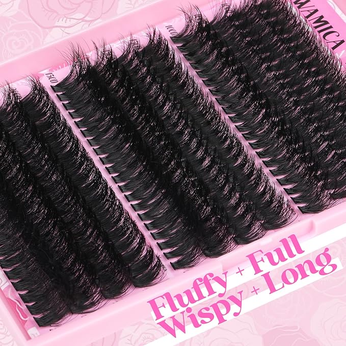 Yawamica Eyelash Clusters Fluffy Cluster Eyelash Extensions 14-20mm Wispy Lash Clusters 100D+150D+200D Mixed Volume Individual Lashes 240pcs Cluster Lash DIY Lash Extension by Self