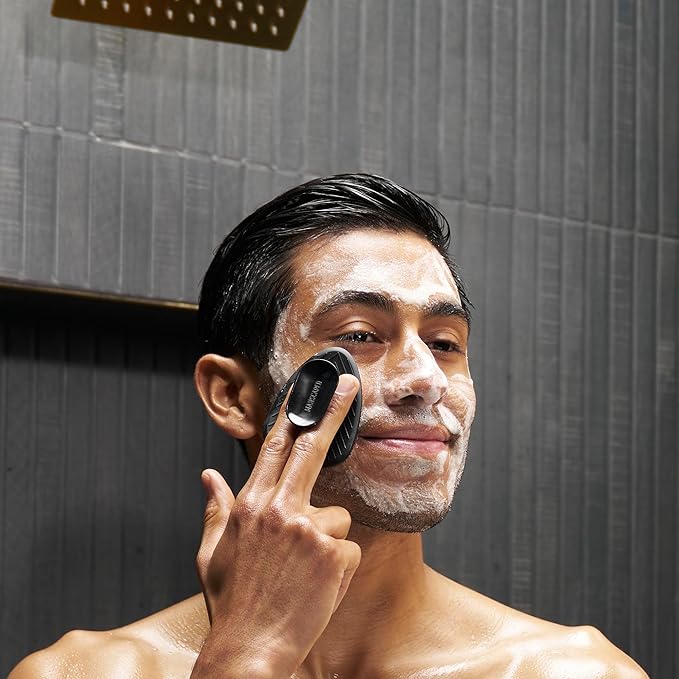 MANSCAPED® The Face Buffer - Men's Silicone Face Scrubber for Nourishing, Deep Cleaning & Exfoliating Your Skin, No-Slip Suction Cup Handle, Gentle Face Massage, 2-Pack