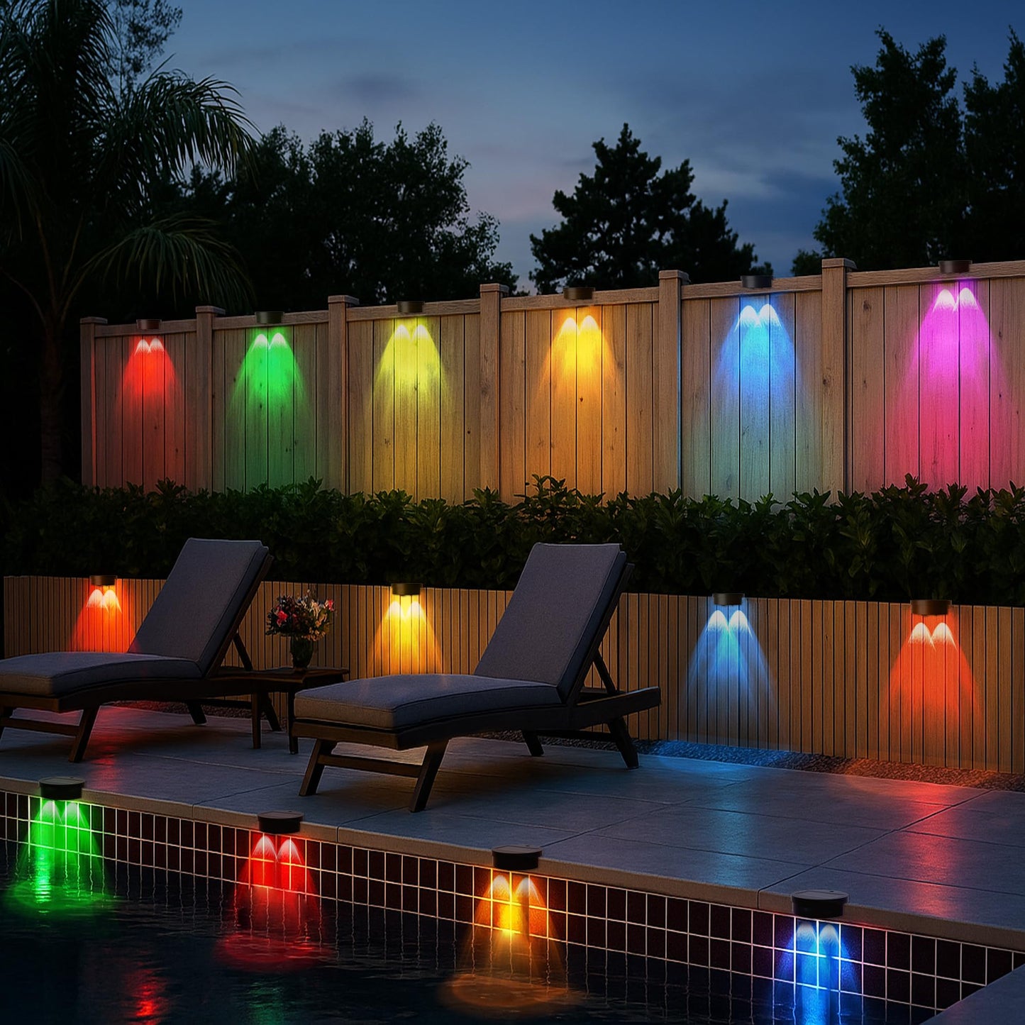 rerekiki Poolside Solar Light for Inground Pool, 4 Pack Above Ground Pool Lights Wireless, Waterproof Pool Accessories Solar Power LED Lights for Swimming Pools Decoration
