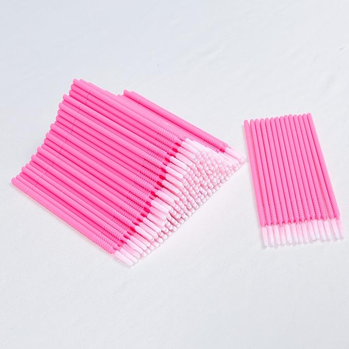 i-Laesh 200 pcs Micro Brushes - Microswabs for Eyelash Extensions - Applicators Brush for Lash Mascara Wand, Eye Dental Lashes, Eyebrow, and Personal Care - Pink (Replacement - Pro Grip)