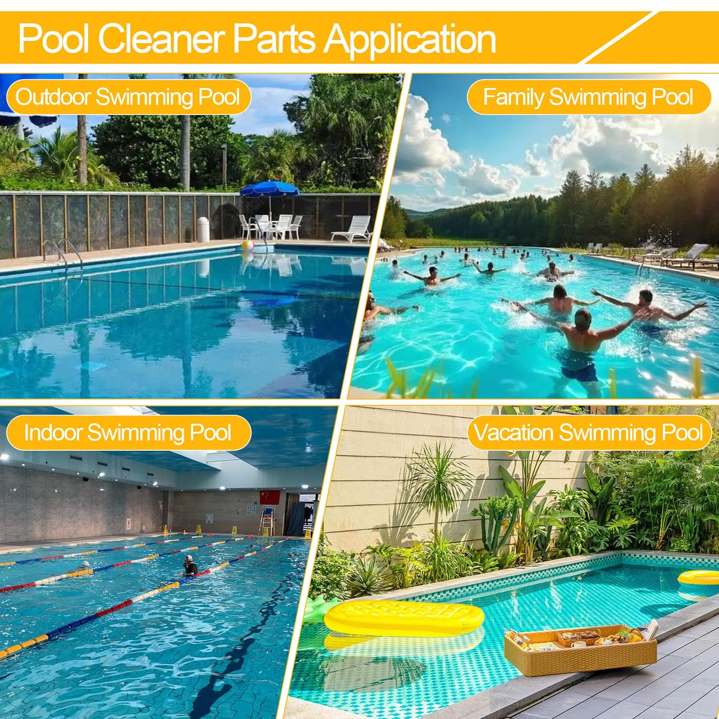 Pool Cleaner Tire Combo Kit for Hayward Pool Vacuums fit for Poolvergnuegen with Super Hump Front 896584000-143 and Rear Tires 896584000-082 Robot Vacuums(2pcs front tires + 2pcs back tires)