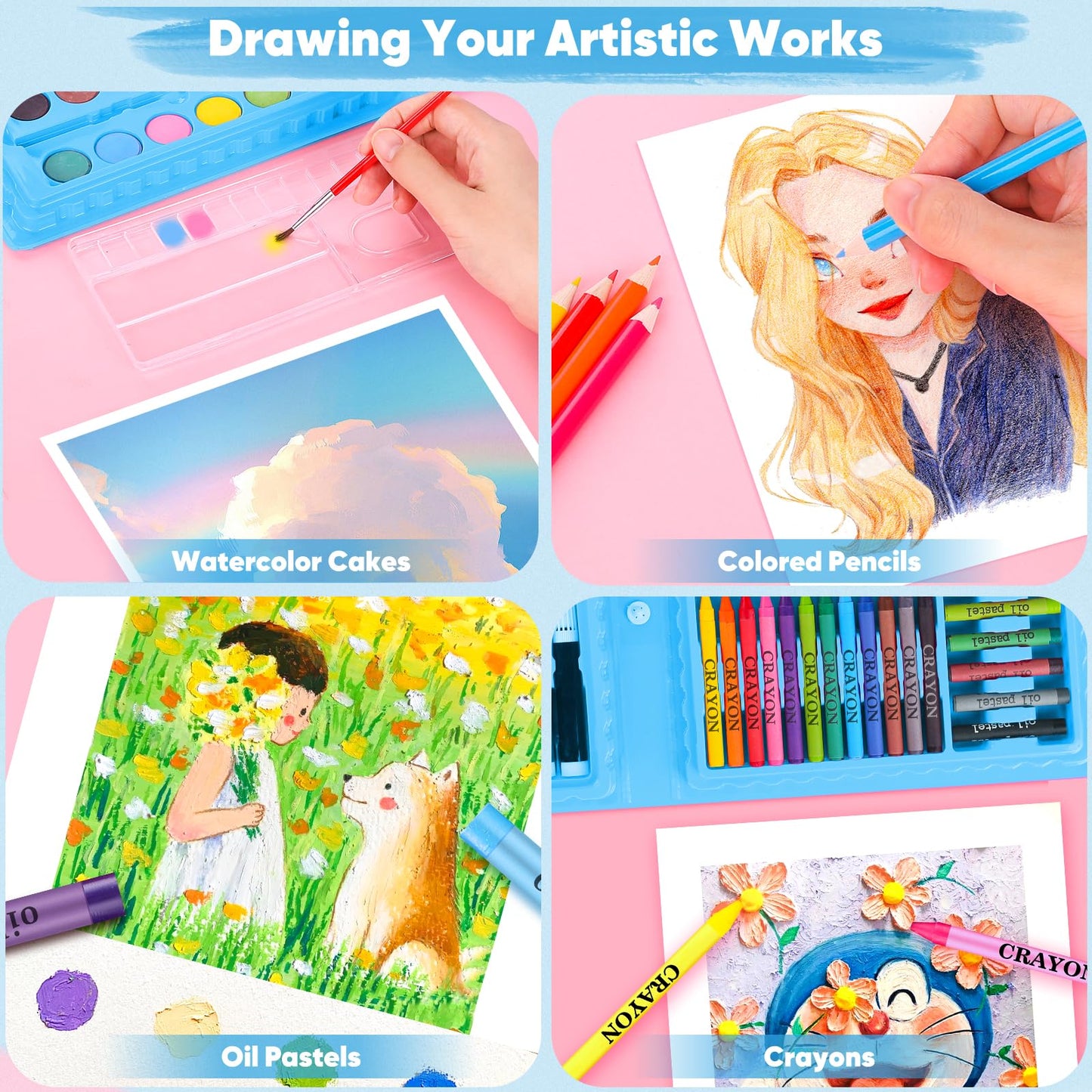 iBayam Coloring Set for Adult, Cute Preppy Stuff, 149-Pack Sketching Drawing Supplies Kits Painting Kits Art Set, Drawing Pad, Coloring Book, Crayons, Pastels, Pencils, Pens