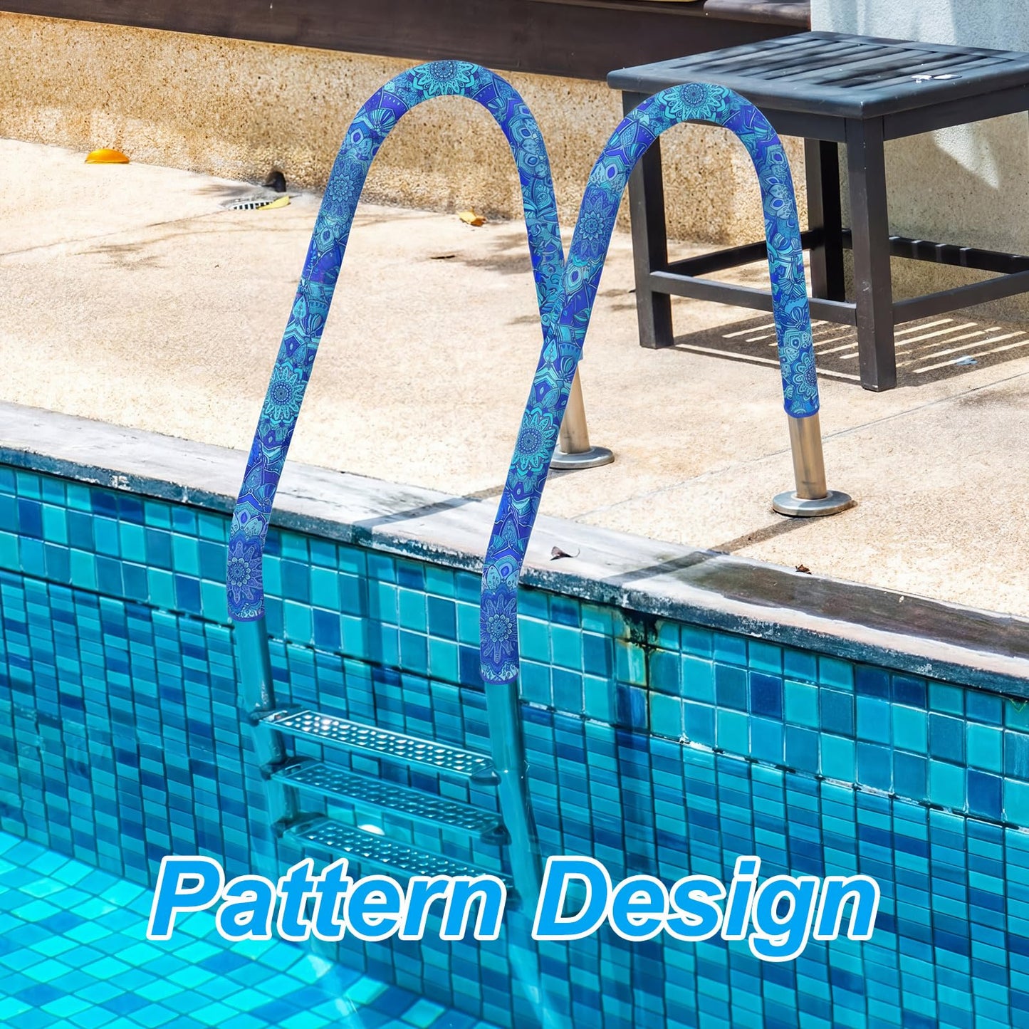 Junkin Pool Handrail Cover 6 ft Swimming Pool Ladder Hand Rail Cover with Zippers Slip Resistant Railing Mandala Rail Grip for Inground Pools Swimming Hand Railing