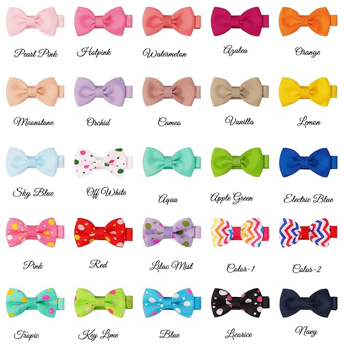 CÉLLOT Baby Hair Clips Baby Girls Fully Lined Bows Pins Tiny 1.6" Hair Bows Alligator Clips for Baby Girls Infants Toddlers Hair Accessories In Pairs