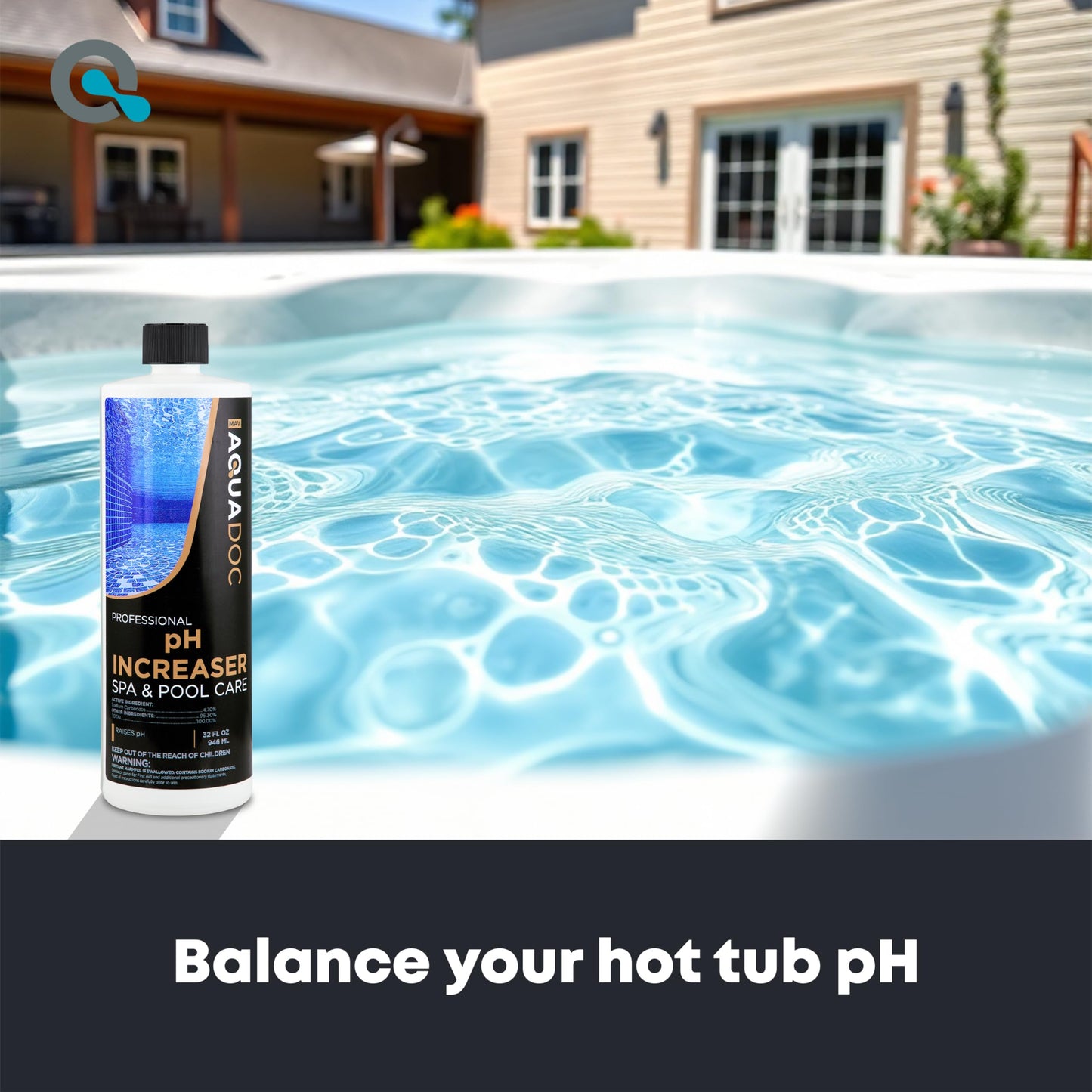 AquaDoc Spa pH Increaser for Hot Tub - 32oz - Spa pH Up for Water Balance - Hot Tub Chemicals Made in USA
