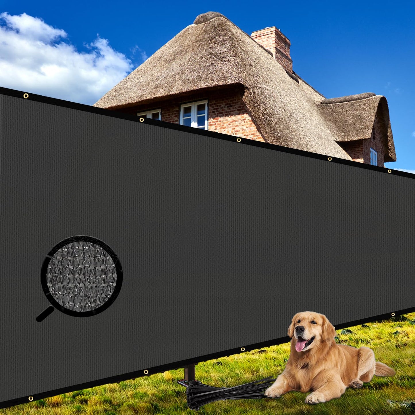Shade&Beyond 8'x20' Dark Grey Privacy Screen Fence Cover 170 GSM Fencing Mesh Fence Panel for Wall Garden Yard Backyard Indoor Outdoor Home Decoration