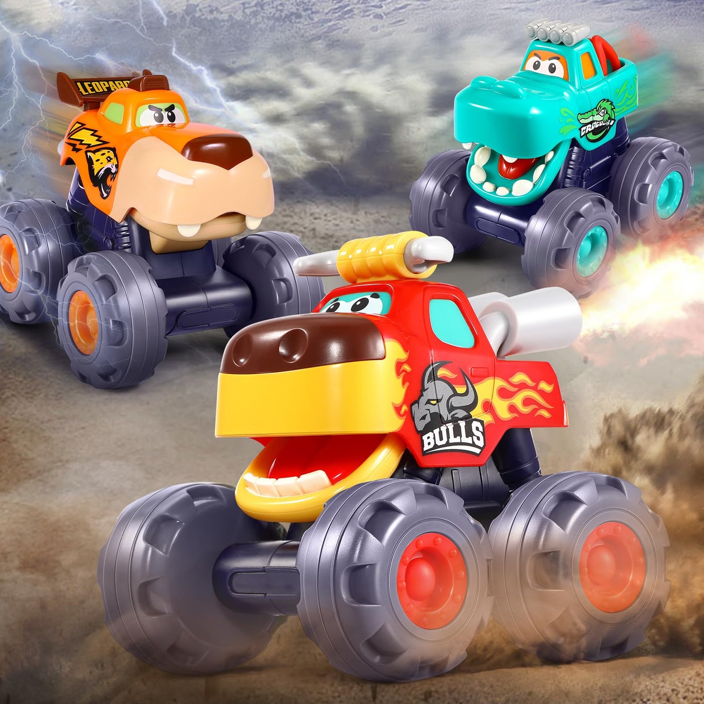 OCATO Car Toys for 1 Year Old Boy Gifts, Pull Back Monster Truck Toy Cars for Toddlers 1-3, 1 2 3 One Year Old Boy Birthday Gift 1st Vehicles Kids Stocking Stuffers Toddler Baby Boys Toys 12-18 Months