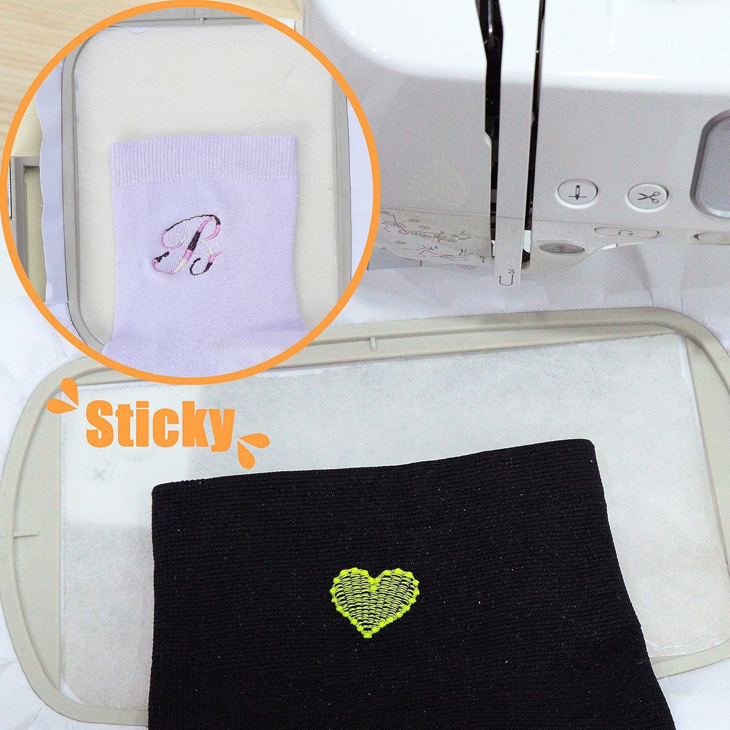 New brothread Sticky Self-Adhesive Tear Away Embroidery Stabilizer Backing 12" x 10 Yd roll - Medium Weight for Napped Fabric & Hoop Less Embroidery