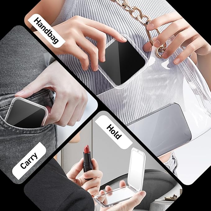 30X Magnifying Mirror, Compact Travel Mirror for Purse & Pocket, Double-Sided 1X/30X HD Makeup Mirror with Tweezers - Portable Mirror for Eyebrow Plucking, Daily Beauty & Travel Essentials, Black