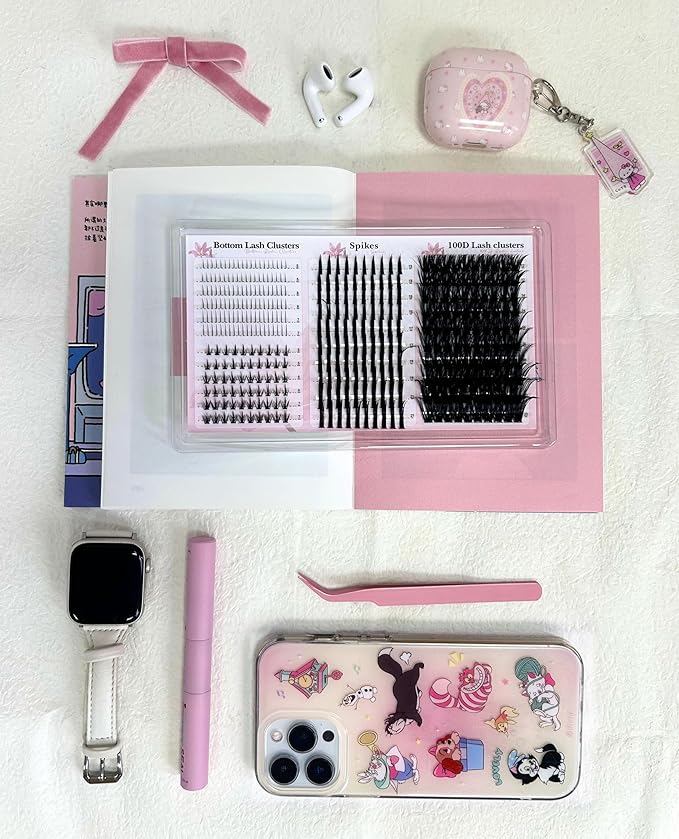 Wispy Lash Clusters with Spikes Volume Eyelash Clusters with 2 Styles Bottom Lashes 100D Mink Cluster Eyelash Extensions 380PCS Spiky Individual Lashes with Bottom Lash Clusters by Boahankuke