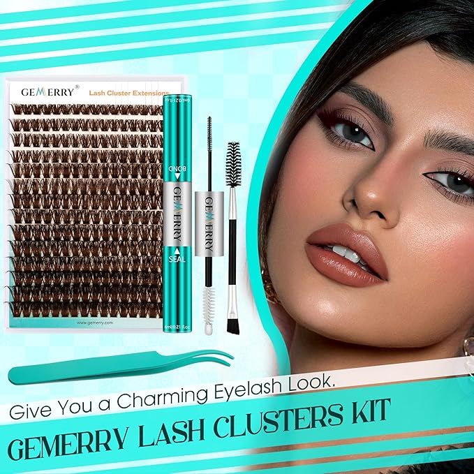 Brown Lash Clusters 280PCS Eyelash Clusters Natural Looking Individual Lash Extenison Fluffy Cluster Lashes DIY Lashes at Home by GEMERRY(100P-10-18mm-Brown)