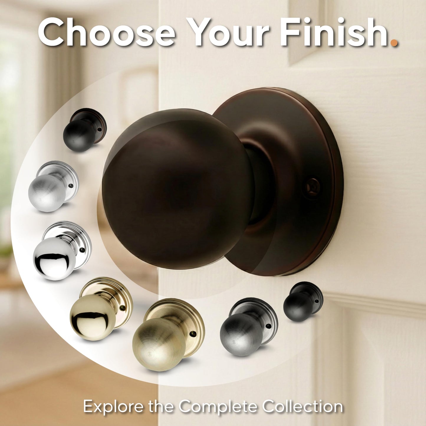 Copper Creek Dummy Interior Door Knob – ANSI Grade-3 Certified, Modern Heavy Duty Handle, Easy Install and Reversible for French Doors & Closets, Non Turning – Tuscan Bronze (1 Pack)