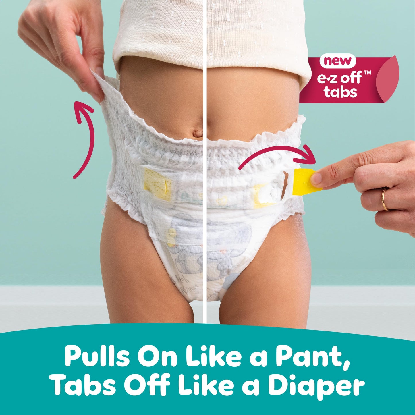 Pampers Diapers - Swaddlers 360° - Size 4, 104 Count, up to 100% Leakproof Comfy Dry Fit, Designed for Easy Changes, Pull On Baby Diaper (Packaging May Vary)